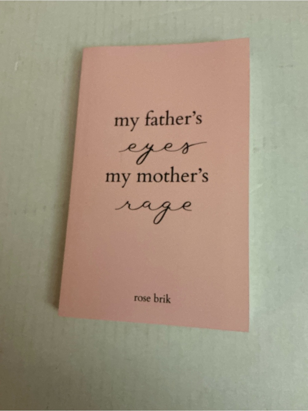 Rose Brik "my father's eyes my mother's rage" Pink Book